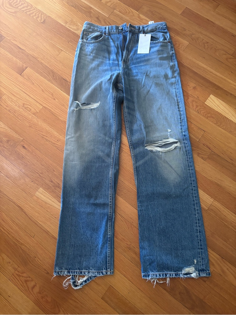 Zara Wide Leg Distressed Jeans